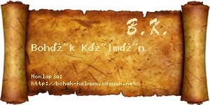 Bohák Kálmán névjegykártya